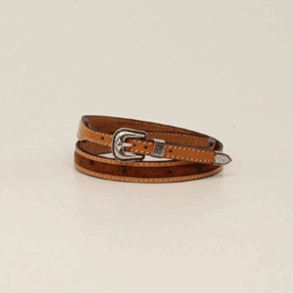 M and F Brown Ostrich Print Western 3D Hatband D740001102