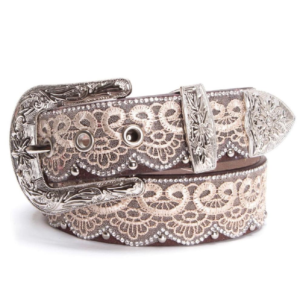 M&F Angel Ranch Womens Rhinestone Lace Scalloped Belt DA3650