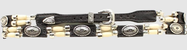 M&F Western Bone/Black Beaded Concho Hatband 0298301