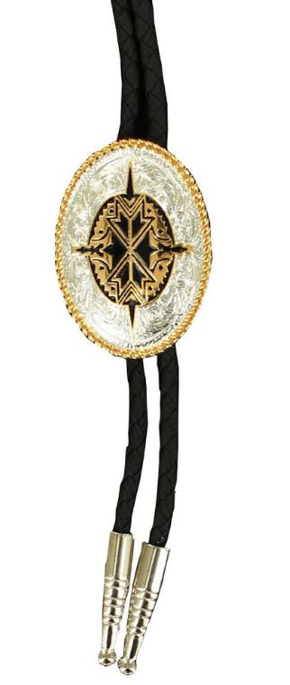 M&F Western Silver & Gold With Aztec Center Oval Bolo Tie 2270235