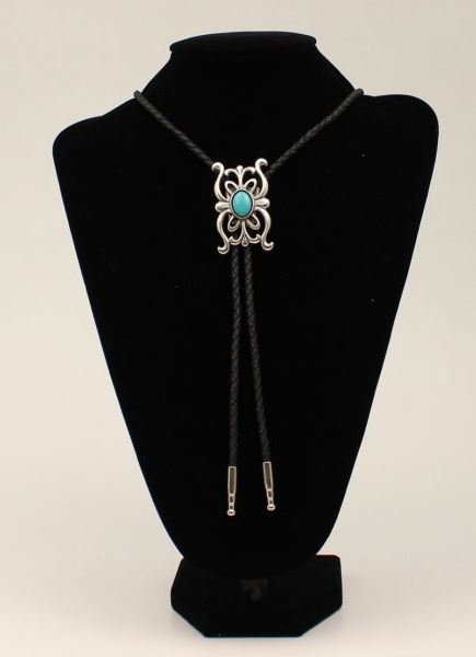 M&F Western Silver Scroll Turquoise Stone Bolo Ties 22231