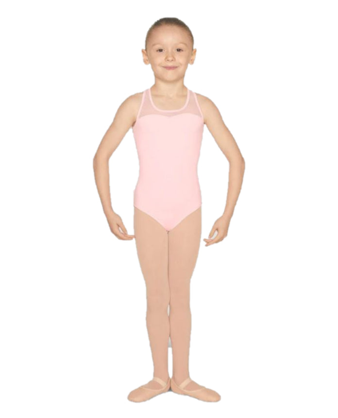 Maribella Pink Childrens Sparkle Crossback Tank Leotard M452C