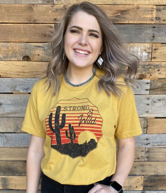 Mason Jar Vintage Mustard Strong & Wild Women's Tee Shirt STRONGWILD-VM