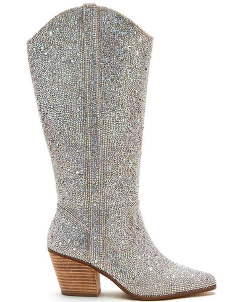 Matisse Clear Rhinestone Nashville Womens Knee High Western Boots NASHVILLE-BT