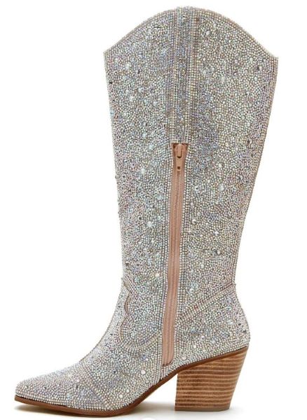Matisse Clear Rhinestone Nashville Womens Knee High Western Boots NASHVILLE-BT