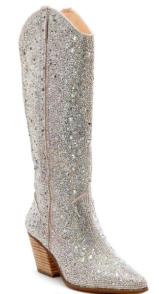 Matisse Clear Rhinestone Nashville Womens Knee High Western Boots NASHVILLE-BT