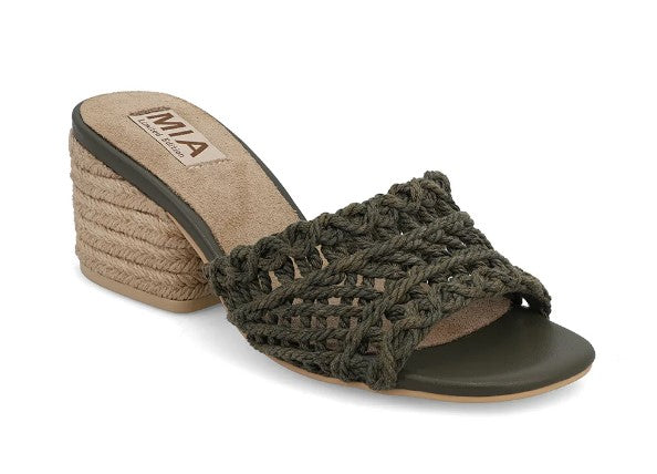 Mia Khaki Woven Idella Womens Raffia Upper Sandals ML35710