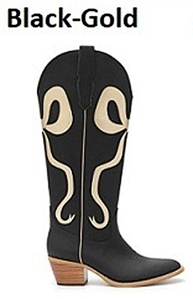 MIIM Black/Gold Isadora Women's Western Boots
