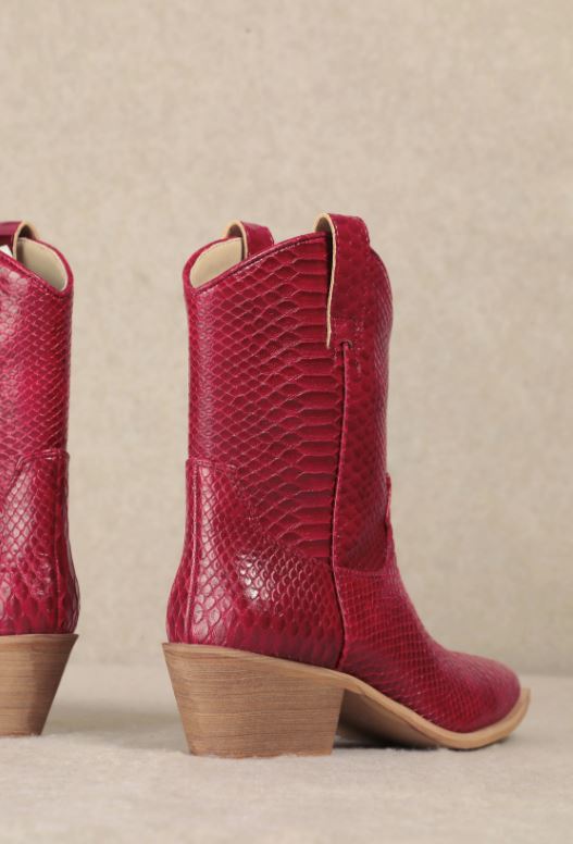 MIIM Red Karlie Vegan Faux Snakeskin Women's Cowboy Boots KARLIE-RED
