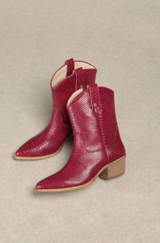MIIM Red Karlie Vegan Faux Snakeskin Women's Cowboy Boots KARLIE-RED