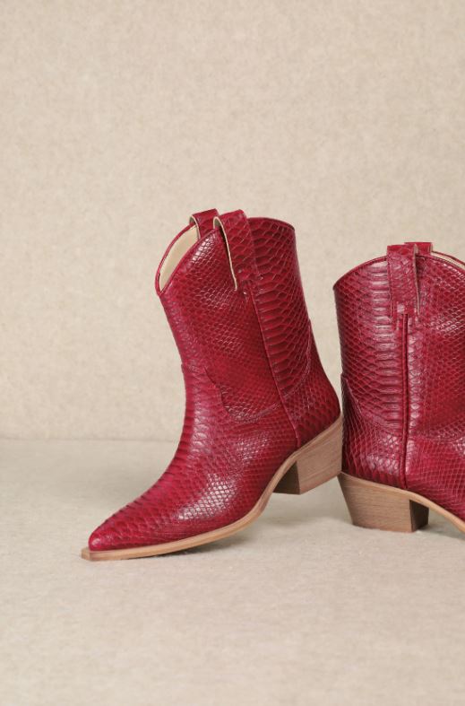 MIIM Red Karlie Vegan Faux Snakeskin Women's Cowboy Boots KARLIE-RED