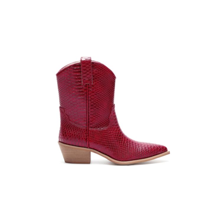 MIIM Red Karlie Vegan Faux Snakeskin Women's Cowboy Boots KARLIE-RED