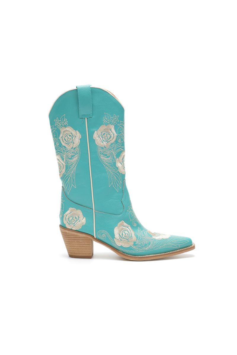MIIM Turquoise Cali Women's Embroidered and Studded Cowboy Boots CALI-TURQ
