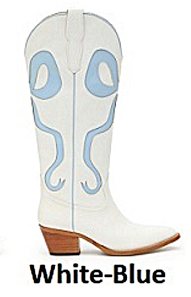 MIIM White/Blue Isadora Women's Tall R-Toe Boots ISADORA-WHTBLUE