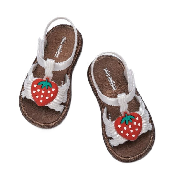 Mini Melissa Pearly White Strawberry Hip Toddler Sandals 35957-BD753