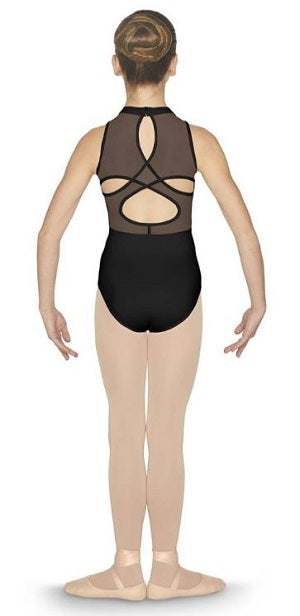 Mirella Black Sweetheart Loop Back Paneled Womens Cami Leotard M453C