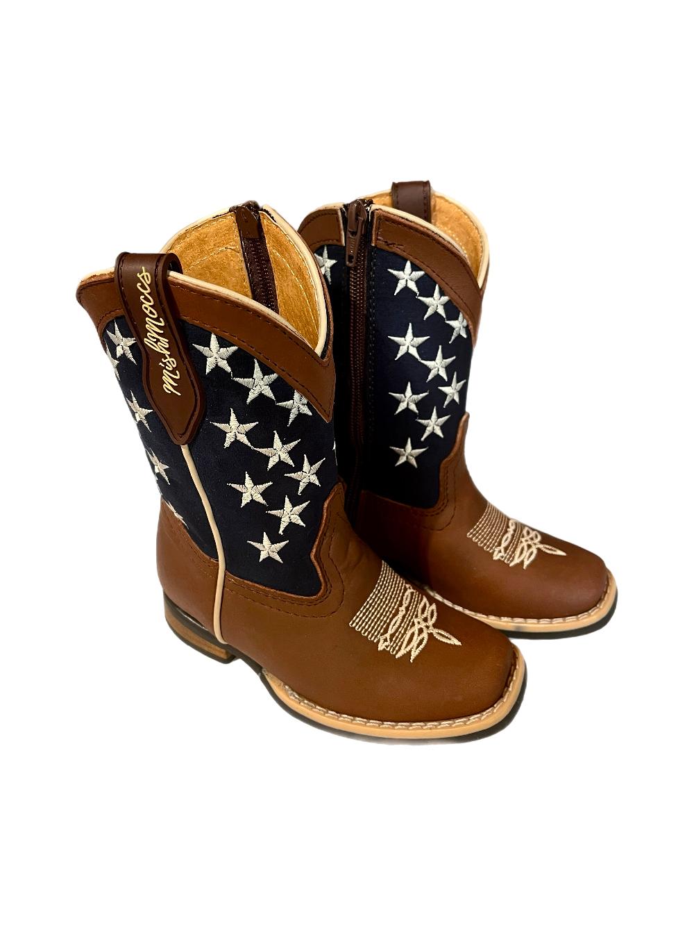 Mishmoccs American Stars Little Kids Wide Square Toe Western Boots AMERICANSTARS