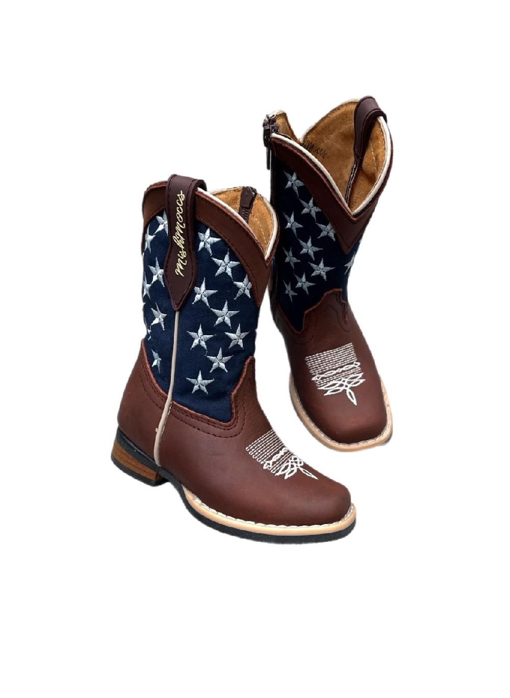 Mishmoccs American Stars Little Kids Wide Square Toe Western Boots AMERICANSTARS
