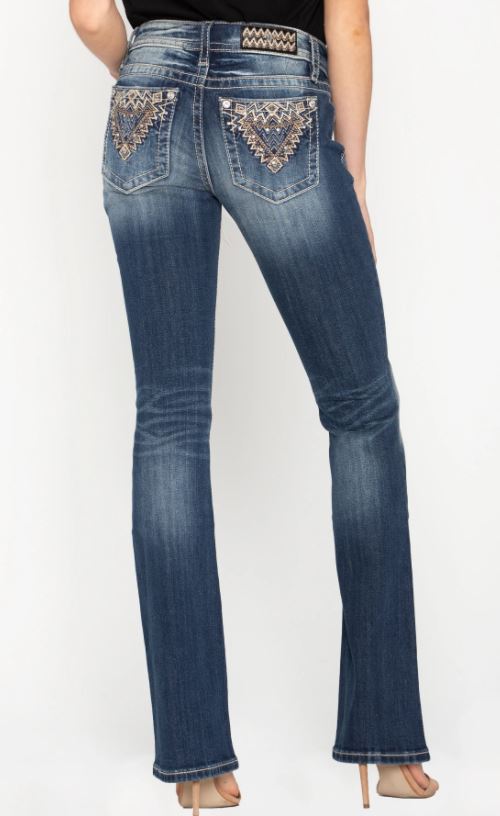 Miss Me Abstract Diamond Bootcut Jeans M3542B