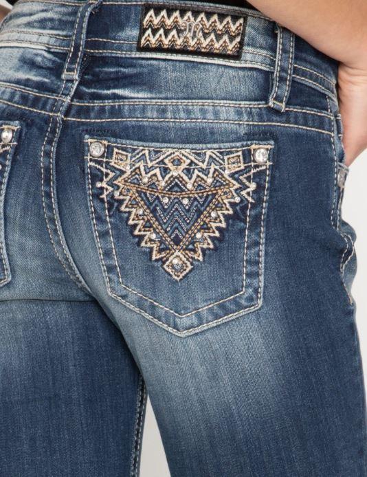 Miss Me Abstract Diamond Bootcut Jeans M3542B