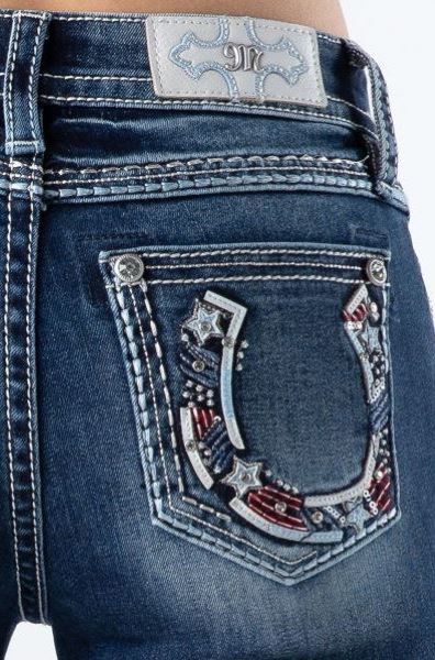 Miss Me Dark Wash Americana Horseshoe Bootcut Women's Jeans M3998B