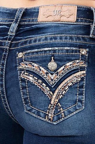 Miss Me Dark Wash Mid Rise Zig Zag Women's Bootcut Jeans M3444B74