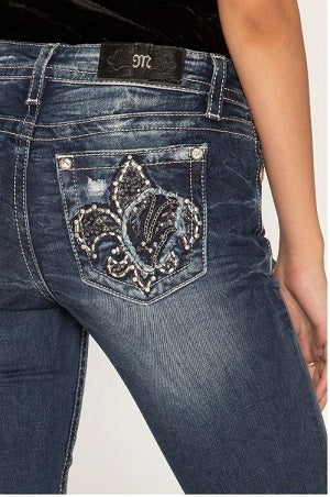 Miss Me Jeans Dark Wash Finallt Fleur Women's Straight Jeans M3465T