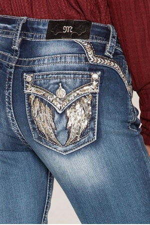 Miss Me Jeans Medium Wash Women's Roll With Me Bootcut Jeans M5082B87