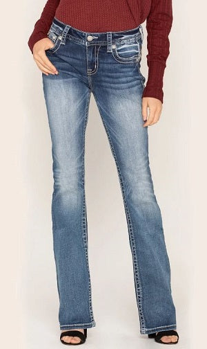 Miss Me Jeans Medium Wash Women's Roll With Me Bootcut Jeans M5082B87