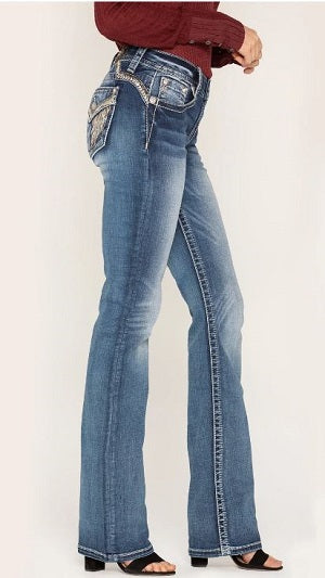 Miss Me Jeans Medium Wash Women's Roll With Me Bootcut Jeans M5082B87