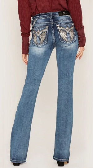 Miss Me Jeans Medium Wash Women's Roll With Me Bootcut Jeans M5082B87