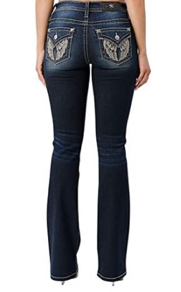 Miss Me Leopard Leather Wing Flap Pocket Womens Jeans M5082B108