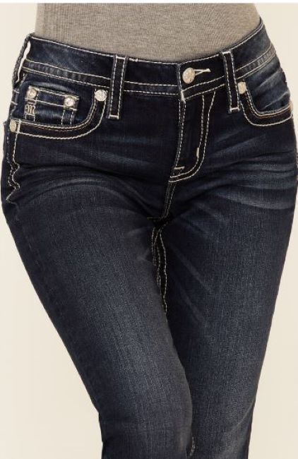 Miss Me Leopard Leather Wing Flap Pocket Womens Jeans M5082B108