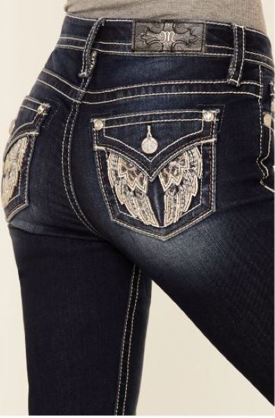 Miss Me Leopard Leather Wing Flap Pocket Womens Jeans M5082B108