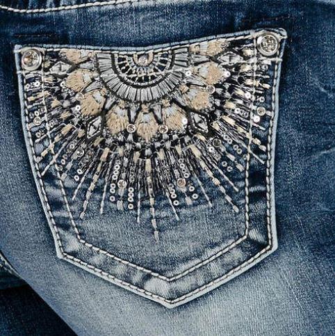 Miss Me Medium Wash Bling Burst Pocket Bootcut Womens Jeans M3813B