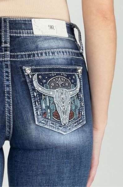 Miss Me Medium Wash Midnight Desert Longhorn Women's Bootcut Denim Jeans M3165B