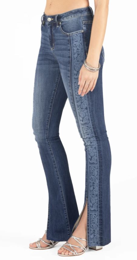 Miss Me Paisley Front Women's Slit Bootcut Jeans H2325SBV
