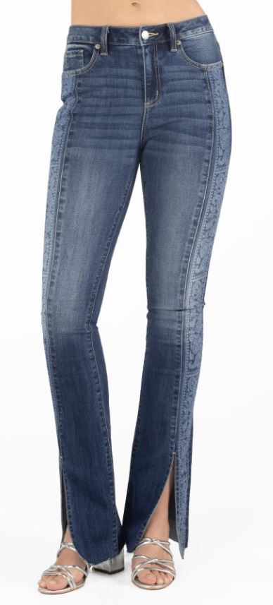 Miss Me Paisley Front Women's Slit Bootcut Jeans H2325SBV
