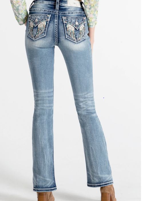 Miss Me Sparkled Wing Bootcut Jeans M5082B106