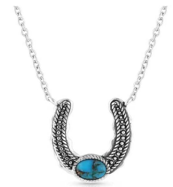 Montana Silversmith Not Shy Silver/Turquoise Horseshoe Necklace NC5192
