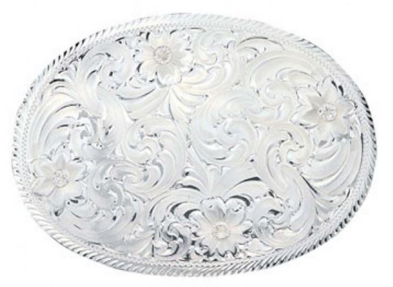 Montana Silversmith Oval Silver Engraved Western Belt Buckle 1840