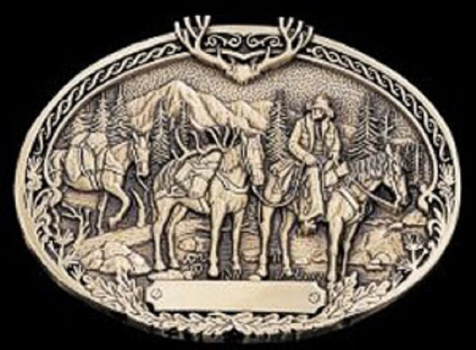 Montana Silversmith Pack Horses Scene Cast Montana Silversmiths Belt Buckles 60789C