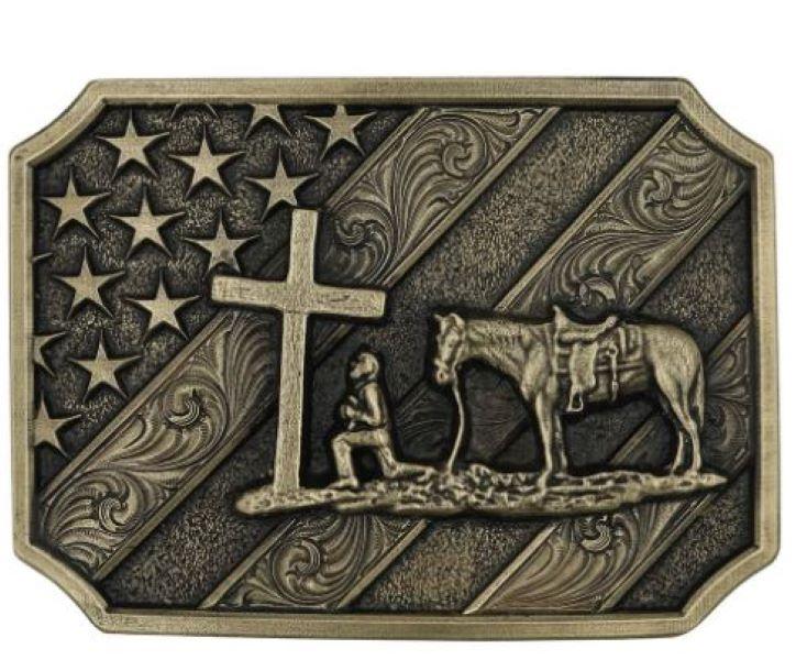 Montana Silversmith Patriot Christian Cowboy Buckle Brass A864C