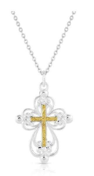 Montana Silversmith Scroll Cross Two-Tone Necklace NC5233