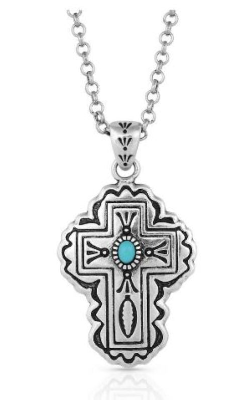 Montana Silversmith Turquoise Silver Cross Necklace NC5038