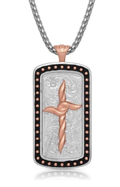 Montana Silversmiths American Legends Cross Dog Tag Necklace NC4819