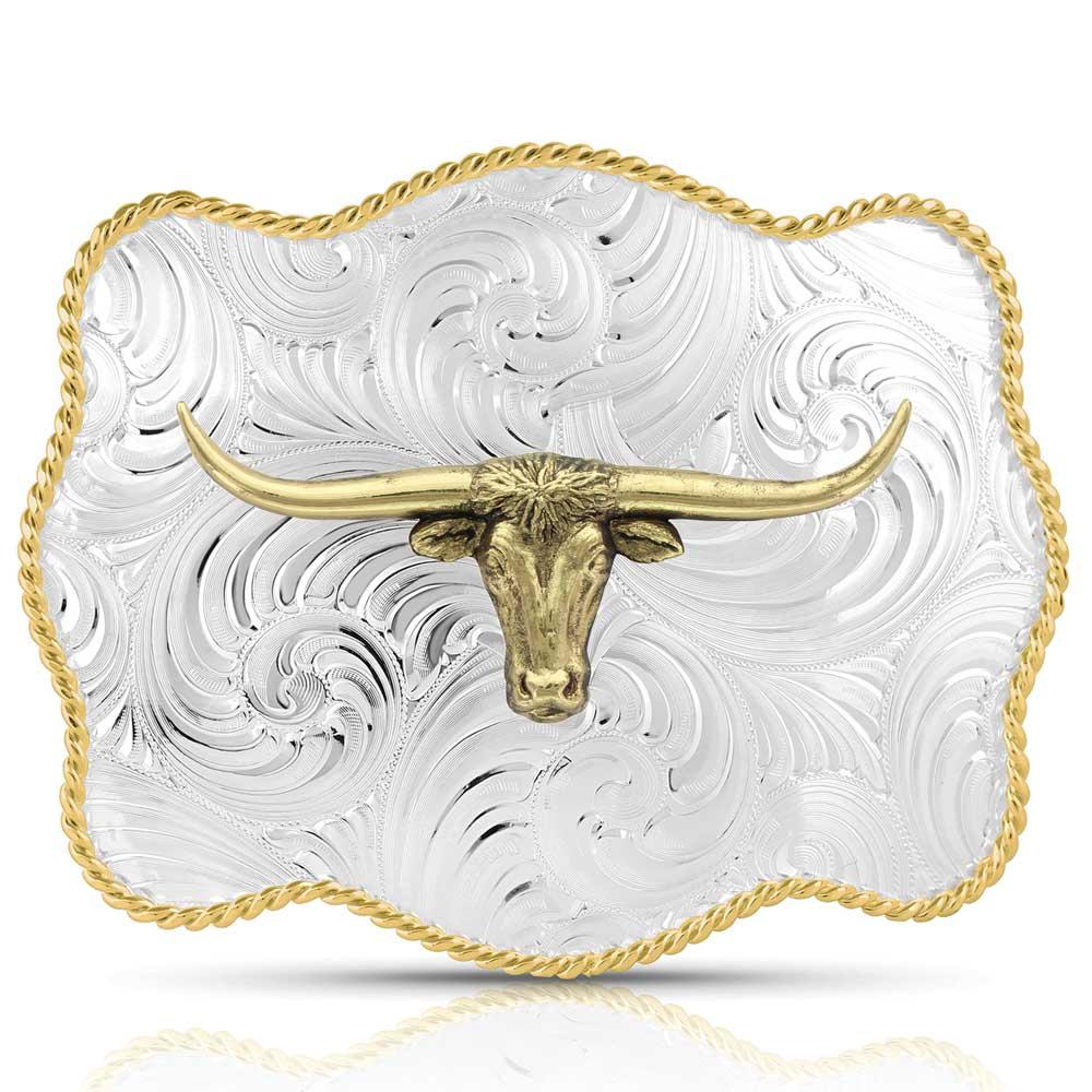 Montana Silversmiths Bold Engraved Scalloped Buckle With Longhorn 50510-767H