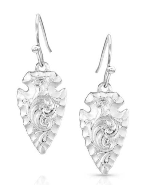 Montana Silversmiths Chiseled Arrowhead Earrings ER5393