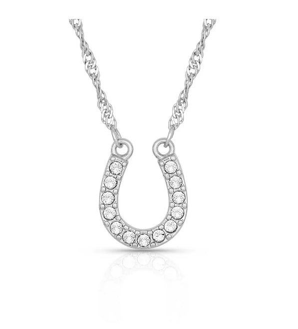 Montana Silversmiths Crystal Clear Lucky Horseshoe Women's Necklace NC62