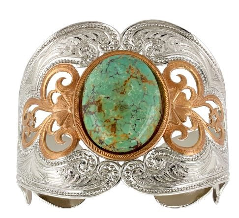 Montana Silversmiths Curio Finish Western Lace Turquoise Cuff Womens Bracelet BC2106VC
